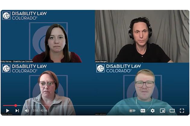 Screenshot of podcast interview with Emily Harvey, Jesse Mangan, Meghan Baker and Jack Johnson.