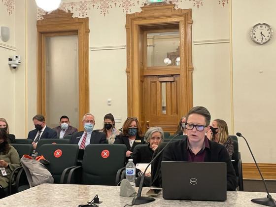 picture of Meghan Baker testifying in front of CO House Judiciary Committee
